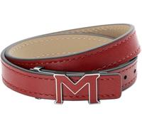Montblanc M Logo Red Leather Bracelet 129501 - Adjustable Stainless Steel Clasp