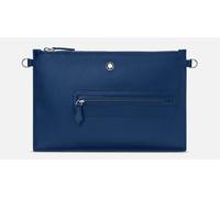 Montblanc Meisterstück Selection Soft Pouch 130063 - Blue Calfskin Leather, Detachable Wrist Handle