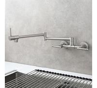 Monte a parete Mis miscelatore cucina Tap Cucina per lavello cucina pieghevole, miscelatore per lavello cucina miscelatore a due fori il lavandino della cucina per acqua calda oro freddo LWX