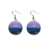 Monte - bianco blu cielo viola orecchino d'argento., Ceramica