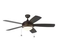 Monte Carlo 5DIW52RBD Discus 52" Outdoor Ceiling Fan with LED Light and Pull Chain, 5 Blades, Roman Bronze