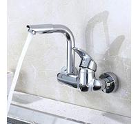Monte cromata, Multifunzione montata Cucina, lavandino, Piscina per la Lavanderia del Balcone, valvola di miscelazione Calda e Fredda, Installazione a Parete, Tubo Rotante Curvo al Rubinetto (Univers