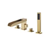 Monte da bagno a 4 buche dorate Missole da bagno diffuso con doccia portatile Coldimetro freddo e caldo Truzzo da bagno per ristrutturazione del bagno. LWX