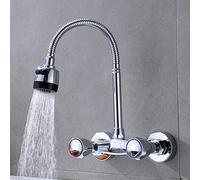 Monte Faucet Multifunzione montata Rame, Cromo, Cucina, lavandino, Doppia Maniglia, Montaggio a Parete, valvola di miscelazione Calda e Fredda, Piscina per Lavanderia Balcone, Sezione del Rubinetto