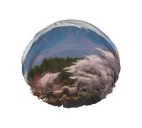 Monte Fuji all'inizio della primavera cuffia da doccia stampata per le donne doppio strato impermeabile cappello da bagno riutilizzabile tappi da bagno elastici protezione dei capelli signore spa