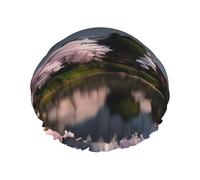 Monte Fuji all'inizio della primavera Cuffia da doccia stampata, riutilizzabile, appositamente progettata per i capelli lunghi delle donne, struttura a doppio strato, adatta per il bagno.