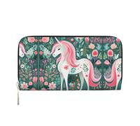 Monte Fuji all'inizio della primavera Pochette in pelle portafogli con cerniera e porta carte sono perfetti per i viaggi o l'uso quotidiano, Unicorno Con Capelli Rosa, Taglia unica