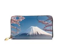 Monte Fuji all'inizio della primavera portafoglio palmare con cerniera in metallo Passbook e assegni, scomparti dal design morbido e leggero
