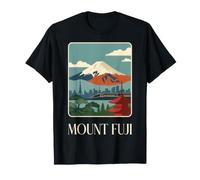Monte Fuji Giappone Shinkansen Vintage Retro Travel Design Maglietta