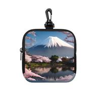 Monte Fuji in primavera piccola impermeabile con cerniera sacchetto di neoprene per auricolari, portachiavi clip custodia