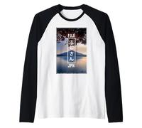 Monte Fuji Japan Art in Japanese Retro Vaporwave Aesthetic Maglia con Maniche Raglan