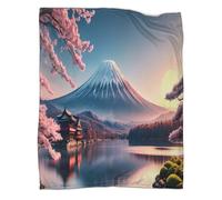 Monte Fuji Stampa 3D Fiore di ciliegio Coperta Tiro Bambini Coperta Da Viaggio Leggera Per Tutte Le Stagioni Peluche Microfibra Per Divano Letto E Divano Per Adulti 40x50inch(100x130cm)