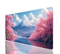 Monte Fuji Tappetino Mouse xxl 600x300x3mm, Impermeabile Tappetino Mouse Gaming, Mousepad Fiori di ciliegio Base in Gomma Antiscivolo Bordi Cuciti Resistenti All'abrasione Mousepad per Laptop JXL-2423