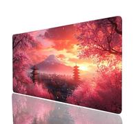 Monte Fuji Tappetino Mouse xxl 700x300x3mm, Impermeabile Tappetino Mouse Gaming, Mousepad Tramonto Base in Gomma Antiscivolo Bordi Cuciti Resistenti All'abrasione Mousepad per Scrivania Gaming JXL0204