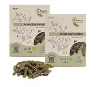 Monte Monaco - Pasta di legumi 100% Farina di Piselli Biologica, pasta proteica e naturalmente senza glutine, 3 monodose da 65gr, 2 x 195gr (PENNE)