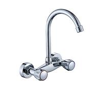 Monte Multifunzione montata Rame, Cromo, Cucina, lavandino, Doppia Maniglia, Montaggio a Parete, valvola di miscelazione Calda e Fredda, Piscina per Lavanderia Balcone, del Rubinetto (Sezione Piega)