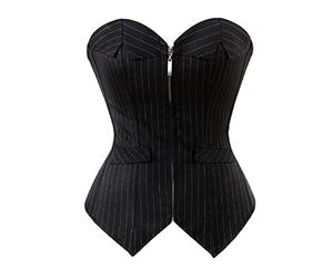 Montecarduo Corsetto da Donna - Corsetto da Donna con Cerniera A Righe Overbust, Corsetto Professionale in Osso per Ufficio Allacciato, Bustier Corgested Plus Size S-6Xl, Stile A, L