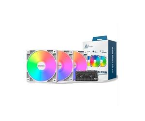 Montech Air Cooling Triple Pack GF120 PWM ARGB 120mm Bianco con Controller Hub