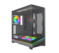 MONTECH Case PC Sky 3 ATX, vetro panoramico, flusso d'aria regolabile, design personalizzato, supporto radiatore 360 mm, 3 ventole ARGB PWM da 120 mm preinstallate, costruzione compatta per GPU di