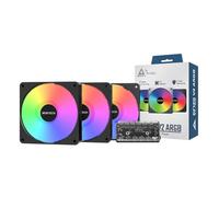 MONTECH GF120 V2 ARGB 120mm Case Fan - Design elegante e minimalista, alto flusso d'aria, cuscinetto idraulico, prestazioni silenziose, illuminazione ARGB vibrante, confezione 3 in 1 con mozzo ventola