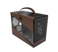 MONTECH Heritage mATX, Chassis da gioco compatto in pelle con fattore di forma micro con design della maniglia firmato, supporta GPU RTX serie 40, ATX PSU e AIO da 360 mm, nero