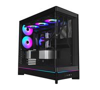 MONTECH HS02, ATX Mid-Tower PC Case, Gaming PC, High-Airflow, Reversible Layout, Sturdy Curved Tempered Glass Front Panel, Sink-in Design, Toolless Panels, Black, US