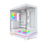 MONTECH Sky 3 ATX PC case vetro panoramico, flusso d'aria regolabile, design personalizzato, supporto radiatore da 360 mm, 3 ventole ARGB-PWM da 120 mm preinstallate, design compatto per GPU di