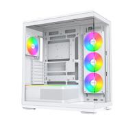 MONTECH TG3 High Airflow ATX Mid-Tower PC Case, Back-Connect Ready, Bianco | Supporto GPU 430mm, Supporto radiatore 360mm, Ventole ARGB Unibody preinstallate, USB-C, piattaforma vetrina