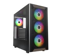 MONTECH XR Legno, facciata in Noce Nero genuino, scatola di Gioco PC ATX, Pannello laterale in Vetro, 4 Ventole GF120 ARGB PWM preinstallate, Nero