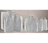 MONTEDORO 50 BORSE SHOPPER BUSTA CON MANICI 18X26 CARTA BIANCA FESTE REGALO