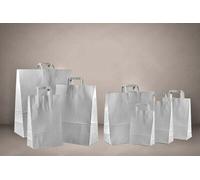 MONTEDORO 50 BORSE SHOPPER BUSTA CON MANICI 18X26 CARTA BIANCA FESTE REGALO