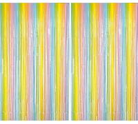 Montegoni 2 Pezzi 1x2.5m Colorata Tende Metalliche Feste con Frange Scintillanti, Decorazione Lamina Glitter per Capodanno, Compleanno, Baby Shower, Festa di Nozze | Frange di Lamina per Decorazione