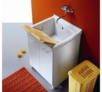 MONTEGRAPPA ACQUA EDILLA LAVATOIO CON VASCA IN CERAMICA ASSE IN LEGNO E CESTO
