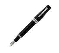 Montegrappa Penna stilografica ELMO 02" Jet Black | Penna in resina con inserti in acciaio inox | Pennino F | Elegante confezione regalo