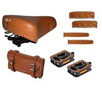 MONTEGRAPPA Sella Molle + Borsello + Pedali + Manopole + Manopolini Freno Bici - Marrone