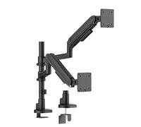 monTEK Braccio doppio verticale per monitor da 17-40 pollici, supporto da scrivania regolabile in altezza con molla meccanica, supporto per monitor Full Motion, supporta 2 x 2-12 kg, VESA 75 x 75/100