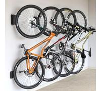 monTEK Supporto da parete girevole per bicicletta, per garage, supporto per bici da parete, salvaspazio, portabici verticale, può contenere fino a 29,9 kg, nero, confezione da 4
