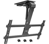 monTEK Supporto da soffitto elettrico per TV da 43 - 86 pollici, supporto elettrico per TV motorizzato, abbassabile per soffitti piatti e inclinati, portata fino a 45 kg, telecomando/app/controllo