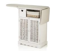Baroni Home Mobile da Stiro Shabby Chic Bianco con ASSE e 1 Cesto in Vimini e 2 Ante 66X37X87 cm 2 Ante 1 cesta Vimini