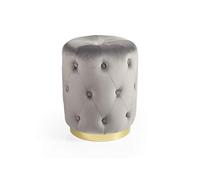 MONTEMAGGI Pouf Trapuntato, Pelle Scamosciata, Grigio, M