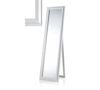 Baroni Home Montemaggi Specchio da Terra con inclinazione Regolabile in Legno Bianco Opaco. Bellissima specchiera in Stile Shabby Chic. Dimensioni: 43,4X4,5X163 cm