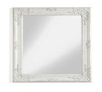 Baroni Home MONTEMAGGI Specchio in Legno Bianco con Cornice Shabby, Specchiera da Parete Rettangolare per Camera da Letto, Bagno o Soggiorno, Specchio Shabby Bianco Anticato, 62x4x72 cm