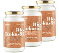 MonteNativo Olio di Cocco Biologico Extra Vergine -3x1000ml- Crudo e Spremuto a Freddo; Organico e Puro 100%; Non Processato, Bio, Ideale per Capelli, per il Corpo e ad Uso Alimentare, Non Raffinato