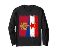 Montenegro Jugoslavia Mezza Bandiera Montenegrina Jugoslava Maglia a Manica