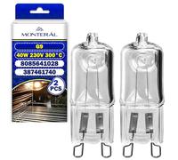 MONTERAL 2 Pezzi Alogena Lampadina G9 per Forno 40W 230V 300°С - Lampadine Alogene con Codice Originale 8085641028 387461740 per AEG per Electrolux per Zanussi