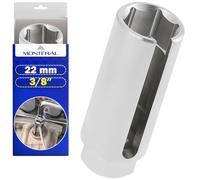 MONTERAL Chiave Sonda Lambda 22mm x 80mm - Chiave a Bussola con Doppio Attacco Quadro da 3/8" e Esagonale da 27mm - Realizzata in Acciaio Cromo-Vanadio