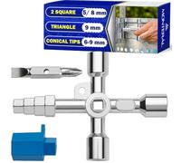MONTERAL Сhiave Universale a 4 Punte per Contatori - 2 Chiave Quadrata 5 e 8 mm Triangolare 9 mm Punta Conica Quadrata 6-9 mm