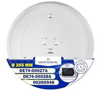MONTERAL Piatto Microonde Universale Ø 255 mm Dispone di 3 Fissaggi con Codice Originale DE74-00027A DE74-00028A per Samsung 00260948 per Bosch