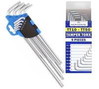 MONTERAL Set Chiavi Torx Extra Lunghe TT10-TT50 9 Pezzi | Tamper Torx Chiavi Realizzate in Acciaio Legato al Cromo-Vanadio - MONTERAL