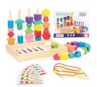 MonteSpi Gioco Montessori Infilatura Perline, per Bambini 2-5 Anni